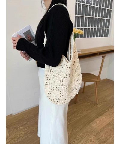 Beach Bags for Women,Summer Soft Large Woven Shoulder Purse Knit Handbag, Beach Tote Bag for Summer Vacation Beige $13.19 Totes