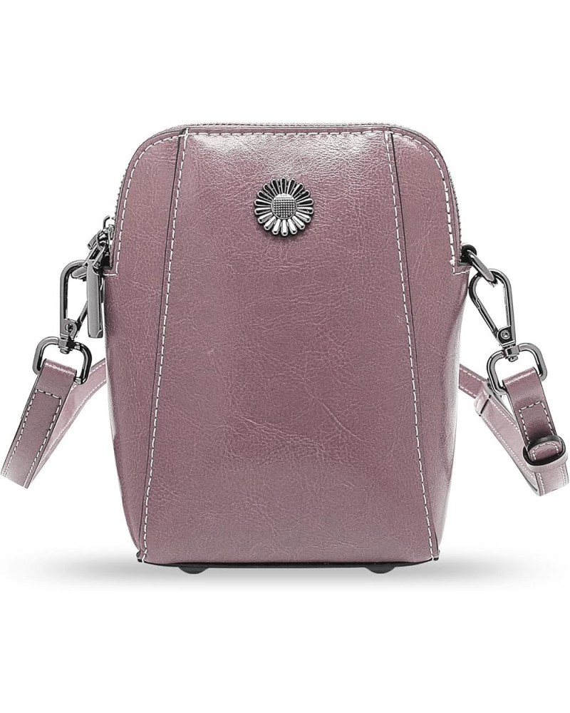 Women Vintage Leather Crossbody Phone Bag, Small Messenger Shoulder Bag Cash Handbag Wallet Purse With Card Slots Pink $15.96...