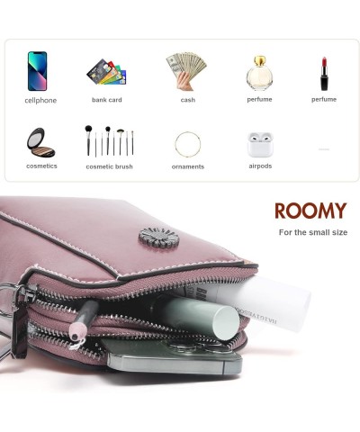 Women Vintage Leather Crossbody Phone Bag, Small Messenger Shoulder Bag Cash Handbag Wallet Purse With Card Slots Pink $15.96...