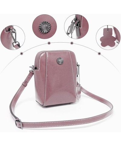 Women Vintage Leather Crossbody Phone Bag, Small Messenger Shoulder Bag Cash Handbag Wallet Purse With Card Slots Pink $15.96...