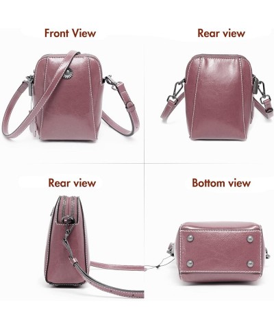 Women Vintage Leather Crossbody Phone Bag, Small Messenger Shoulder Bag Cash Handbag Wallet Purse With Card Slots Pink $15.96...