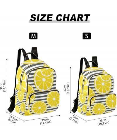 Women Backpack Tropical Yellow Lemon Blue Watercolor Lemon Green Leaves Lemon Slice Black Stripes Anti-Theft Travel Backpack ...