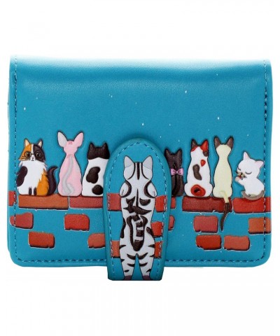 Shag Wear Cats in a Row Small Zipper Women's Wallet (Teal) $15.58 Wallets