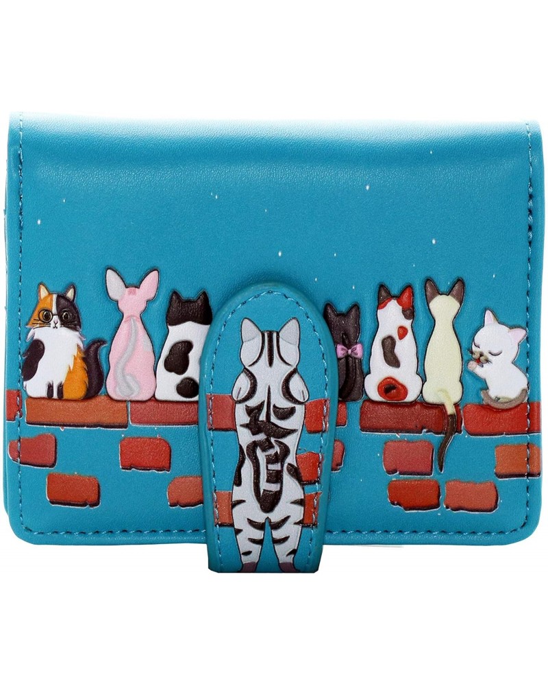 Shag Wear Cats in a Row Small Zipper Women's Wallet (Teal) $15.58 Wallets