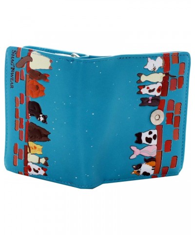 Shag Wear Cats in a Row Small Zipper Women's Wallet (Teal) $15.58 Wallets