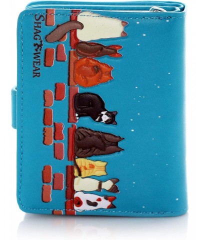 Shag Wear Cats in a Row Small Zipper Women's Wallet (Teal) $15.58 Wallets