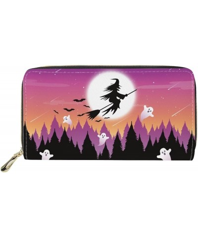 Math Style Wallets for Women Travel Casual Purse Leather Clutch Handbag Zipper RFID Blocking Clutch Bag Halloween Witch $12.2...