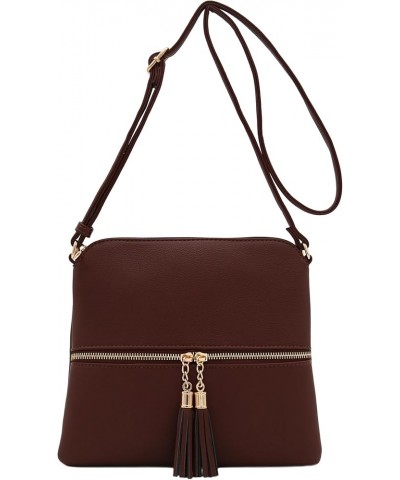 Lightweight Medium Crossbody Bag with Tassel Coffee $12.21 Crossbody Bags