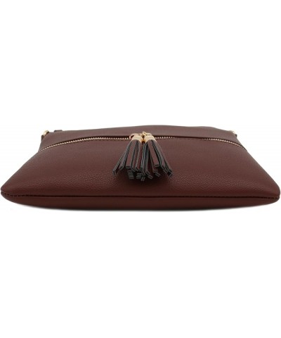 Lightweight Medium Crossbody Bag with Tassel Coffee $12.21 Crossbody Bags