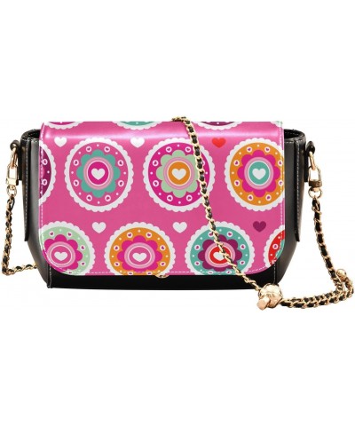 Retro Pink Flower Hearts Crossbody Bags for Women Leather Purse Handbag Shoulder Bag for Daily Work Gifts $20.00 Shoulder Bags