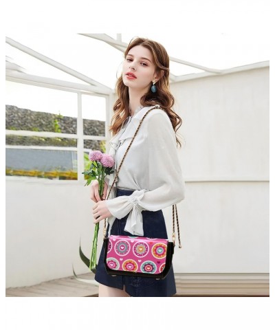 Retro Pink Flower Hearts Crossbody Bags for Women Leather Purse Handbag Shoulder Bag for Daily Work Gifts $20.00 Shoulder Bags