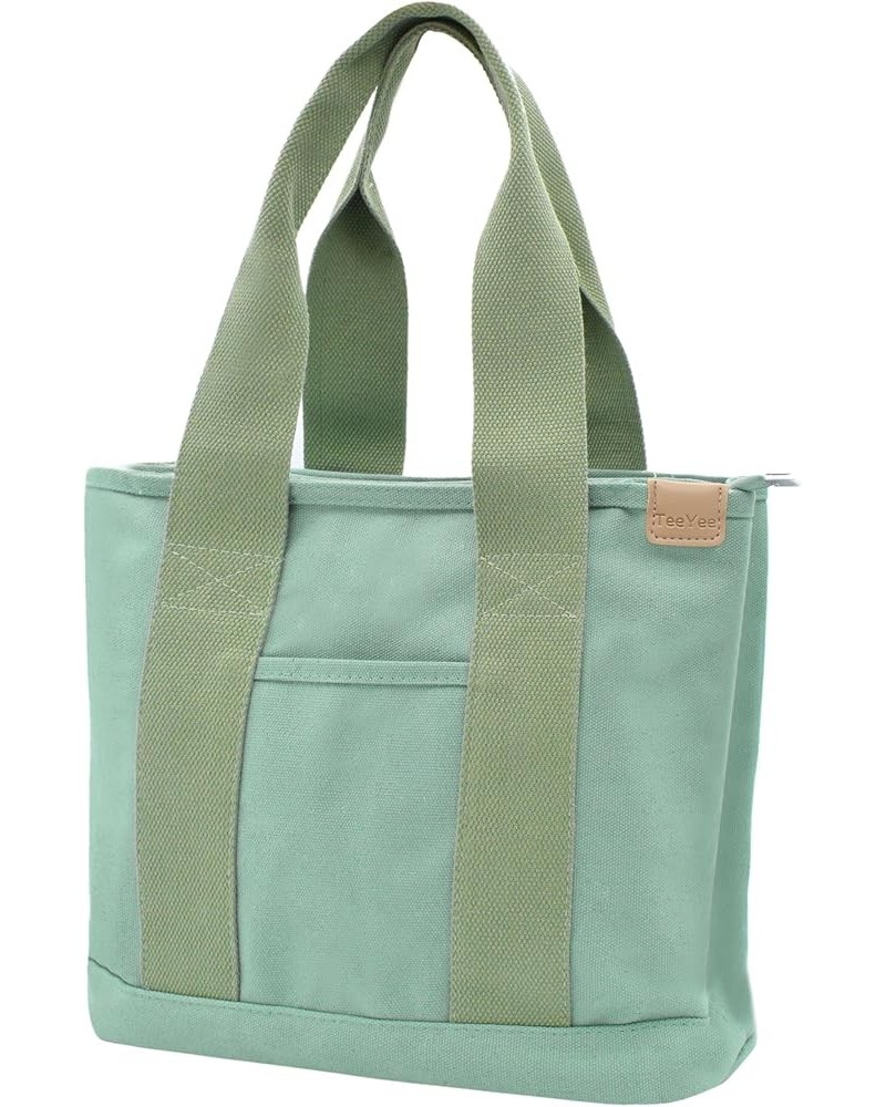 Canvas Tote Bag Casual Multi pockets Handbags Large Capacity Shopping Shoulder Bag with Pocket Bags Work Purses Green $12.50 ...