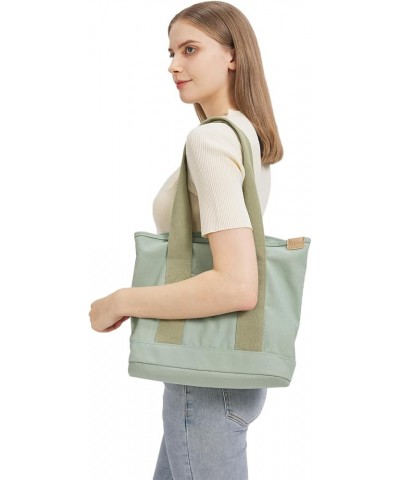 Canvas Tote Bag Casual Multi pockets Handbags Large Capacity Shopping Shoulder Bag with Pocket Bags Work Purses Green $12.50 ...