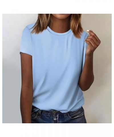 Short Sleeve Womens Tops Fashion Round Neck Pullover 2024 Summer Printed Blouse Tees Casual Plus Size T Shirt 1-light Blue $6...