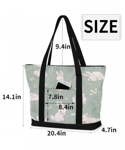 Tote Bag for Women Canvas Shoulder Bag Large Casual Handbag Lightweight Tote Bag with Zipper for Work Travel Shopping Cute Ra...