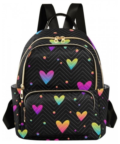 Small Backpack for Women Travel Bag Abstract Love Hearts Rainbow Daypack Purse Fashion Shoulder Bag Rucksack Medium B386 $13....