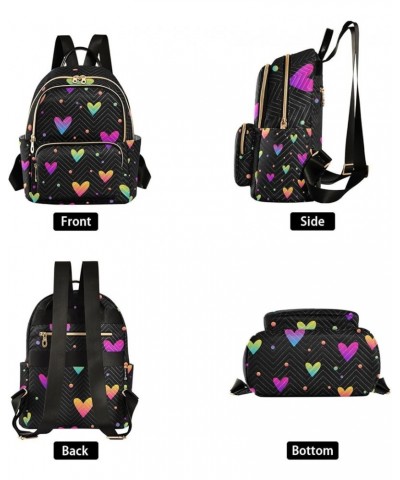 Small Backpack for Women Travel Bag Abstract Love Hearts Rainbow Daypack Purse Fashion Shoulder Bag Rucksack Medium B386 $13....