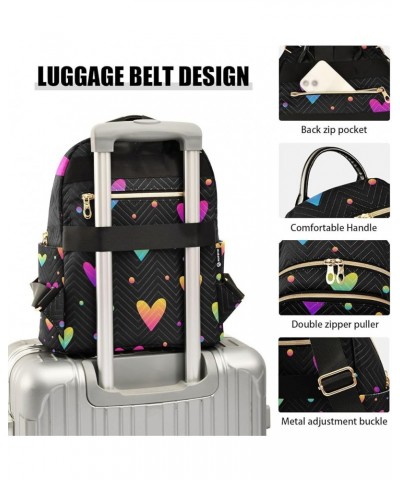 Small Backpack for Women Travel Bag Abstract Love Hearts Rainbow Daypack Purse Fashion Shoulder Bag Rucksack Medium B386 $13....