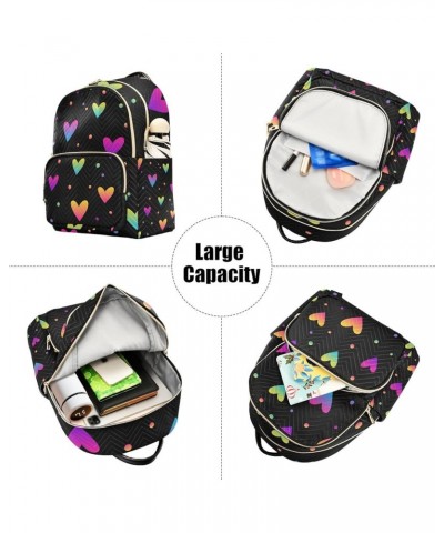 Small Backpack for Women Travel Bag Abstract Love Hearts Rainbow Daypack Purse Fashion Shoulder Bag Rucksack Medium B386 $13....