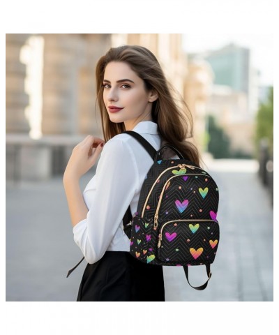 Small Backpack for Women Travel Bag Abstract Love Hearts Rainbow Daypack Purse Fashion Shoulder Bag Rucksack Medium B386 $13....