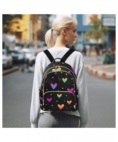 Small Backpack for Women Travel Bag Abstract Love Hearts Rainbow Daypack Purse Fashion Shoulder Bag Rucksack Medium B386 $13....