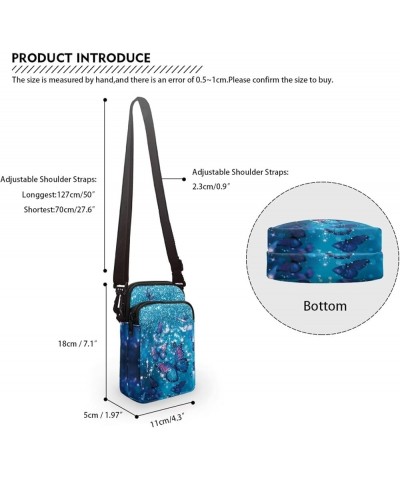 Womens Crossbody Bag Cell Phone Purse Wallet Small Shoulder Handbag Travel Sports Gym Bag Pretty Blue Butterfly $9.48 Crossbo...