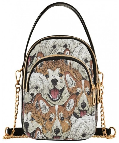 Portraits Of Different Dogs Crossbody Bags for Women Quilted Chain Crossbody Purses Trendy Cute Puppies Cross Body Phone Purs...