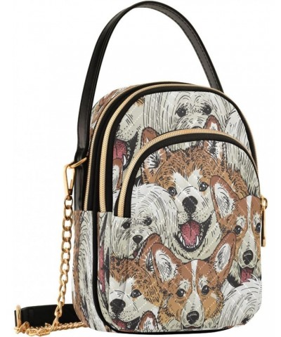 Portraits Of Different Dogs Crossbody Bags for Women Quilted Chain Crossbody Purses Trendy Cute Puppies Cross Body Phone Purs...