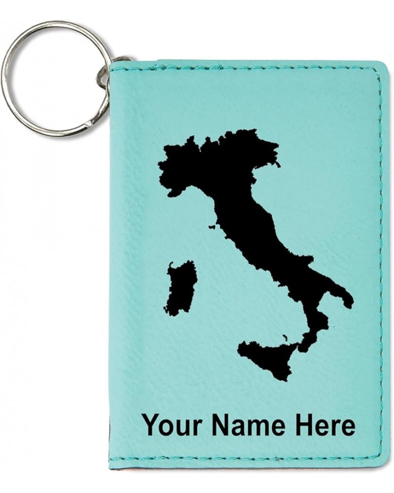 ID Holder Wallet, Country Silhouette Italy, Personalized Engraving Included (Teal) Teal $11.20 Wallets