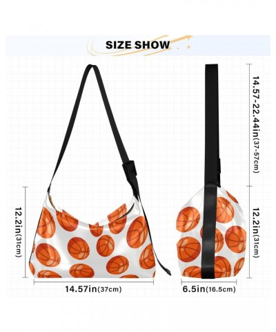 Unisex Shoulder Bag Crossbody Handbag Cartoon-basketball-ball Women Casual Hobo Bag Lightweight PU Leather Tote $24.35 Crossb...