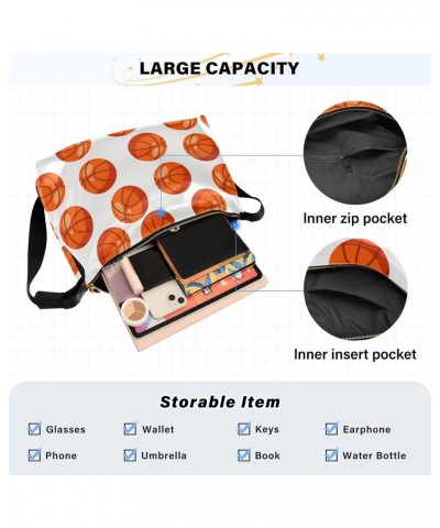 Unisex Shoulder Bag Crossbody Handbag Cartoon-basketball-ball Women Casual Hobo Bag Lightweight PU Leather Tote $24.35 Crossb...