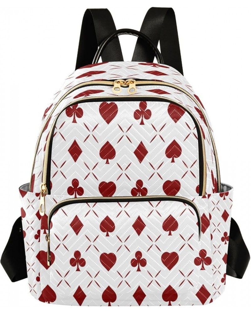 Red Poker Abstract Women Backpack Purse Ladies Fashion Shoulder Bag Daypack Travel Bag 7.5L Medium $17.97 Backpacks