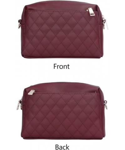 Triple Zip Lightweight Small Crossbody Bags for Women Quilted Shoulder Purses and Handbags B-wine $16.81 Shoulder Bags