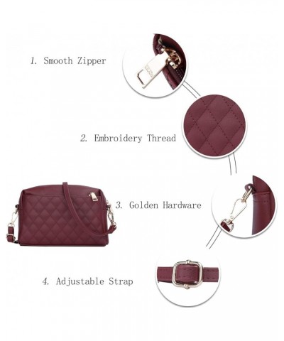 Triple Zip Lightweight Small Crossbody Bags for Women Quilted Shoulder Purses and Handbags B-wine $16.81 Shoulder Bags