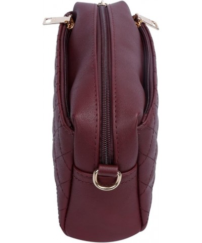 Triple Zip Lightweight Small Crossbody Bags for Women Quilted Shoulder Purses and Handbags B-wine $16.81 Shoulder Bags