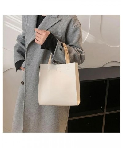 Women Handbags Solid Color Square Bag Large Capacity Tote Bag for Women (White) White $21.59 Totes