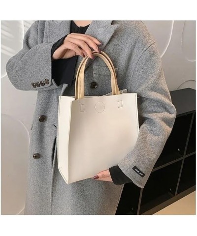 Women Handbags Solid Color Square Bag Large Capacity Tote Bag for Women (White) White $21.59 Totes