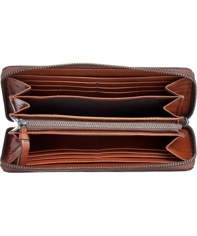 Men's Round Zipper Long Wallet brown (french toast 19-1012tcx) $46.65 Wallets