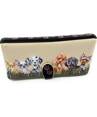 Puppy Dog Love Large Animal Wallet for Women Vegan Faux Leather Beige 7 $18.45 Wallets