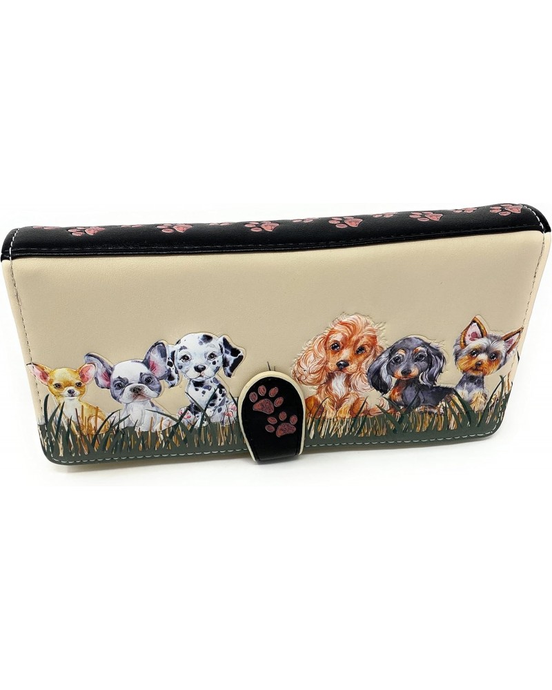 Puppy Dog Love Large Animal Wallet for Women Vegan Faux Leather Beige 7 $18.45 Wallets