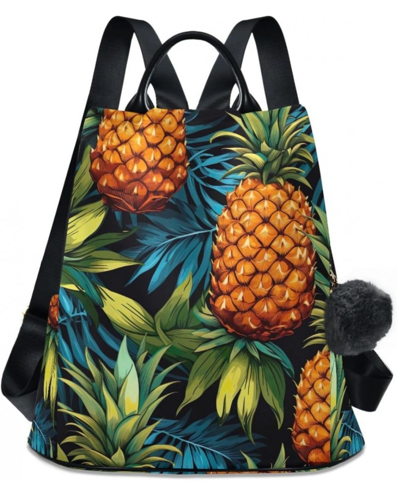 Watercolor Pineapples Leave Womens Backpack Purse Shoulder Bag Travel Backpack Bookbag Casual Satchel Bags for Ladies Work Tr...