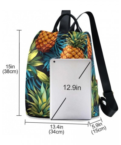 Watercolor Pineapples Leave Womens Backpack Purse Shoulder Bag Travel Backpack Bookbag Casual Satchel Bags for Ladies Work Tr...