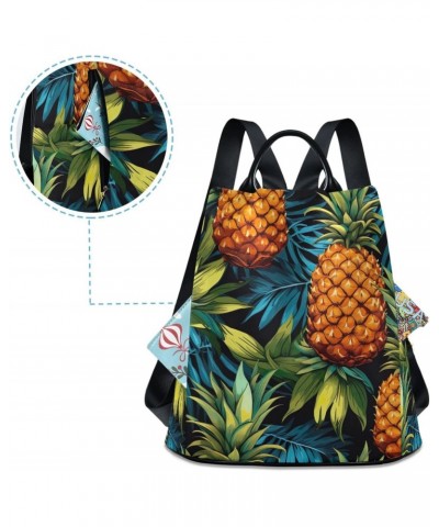 Watercolor Pineapples Leave Womens Backpack Purse Shoulder Bag Travel Backpack Bookbag Casual Satchel Bags for Ladies Work Tr...