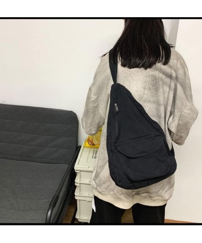 Women Canvas Messenger Bag Hobo Tote Grunge Shoulder Bag Large Emo Crossbody Bags with Multiple Pockets for Travel Black $9.8...