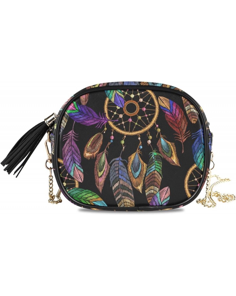 Women's Embroidery Dream Catcher Feathersseamless Crossbody Bag Fashion Purses Bag Cross Body Bag Shoulder Handbag with Adjus...