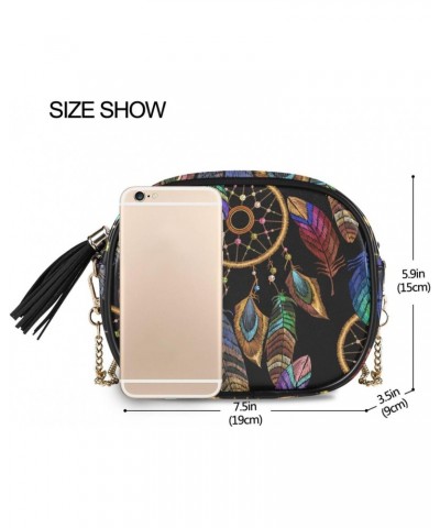 Women's Embroidery Dream Catcher Feathersseamless Crossbody Bag Fashion Purses Bag Cross Body Bag Shoulder Handbag with Adjus...