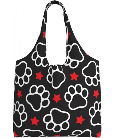 Cute Cat Paws Single Shoulder Commuter Canvas Tote Bags For Women And Men Dog Paw 1 $8.79 Totes