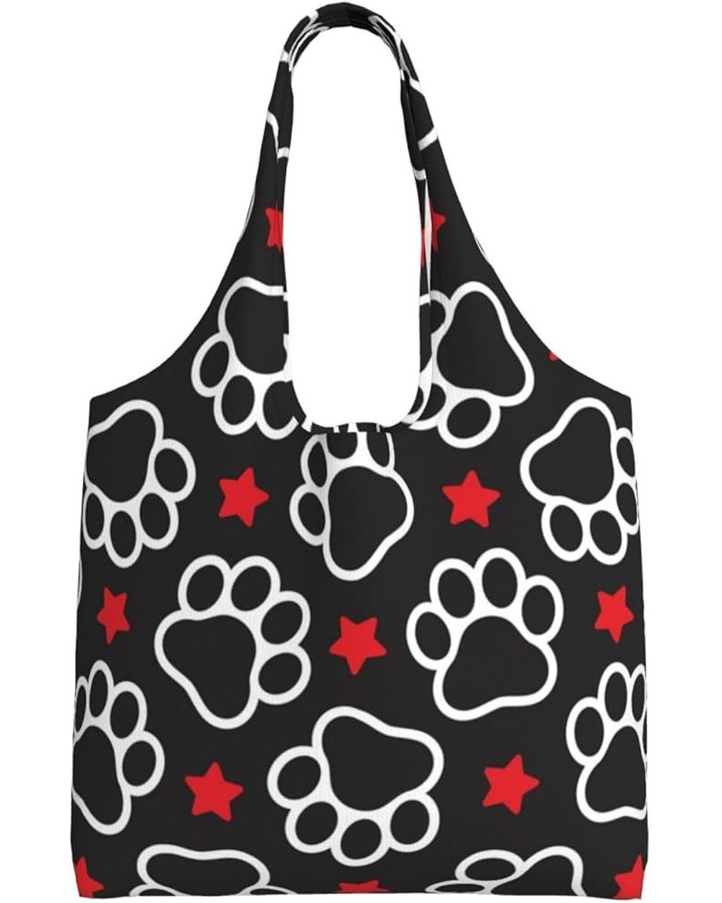 Cute Cat Paws Single Shoulder Commuter Canvas Tote Bags For Women And Men Dog Paw 1 $8.79 Totes