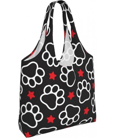 Cute Cat Paws Single Shoulder Commuter Canvas Tote Bags For Women And Men Dog Paw 1 $8.79 Totes