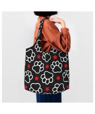 Cute Cat Paws Single Shoulder Commuter Canvas Tote Bags For Women And Men Dog Paw 1 $8.79 Totes